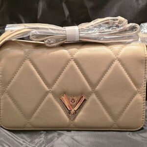 Valentino Orlandi Tan Quilted Crossbody Bag